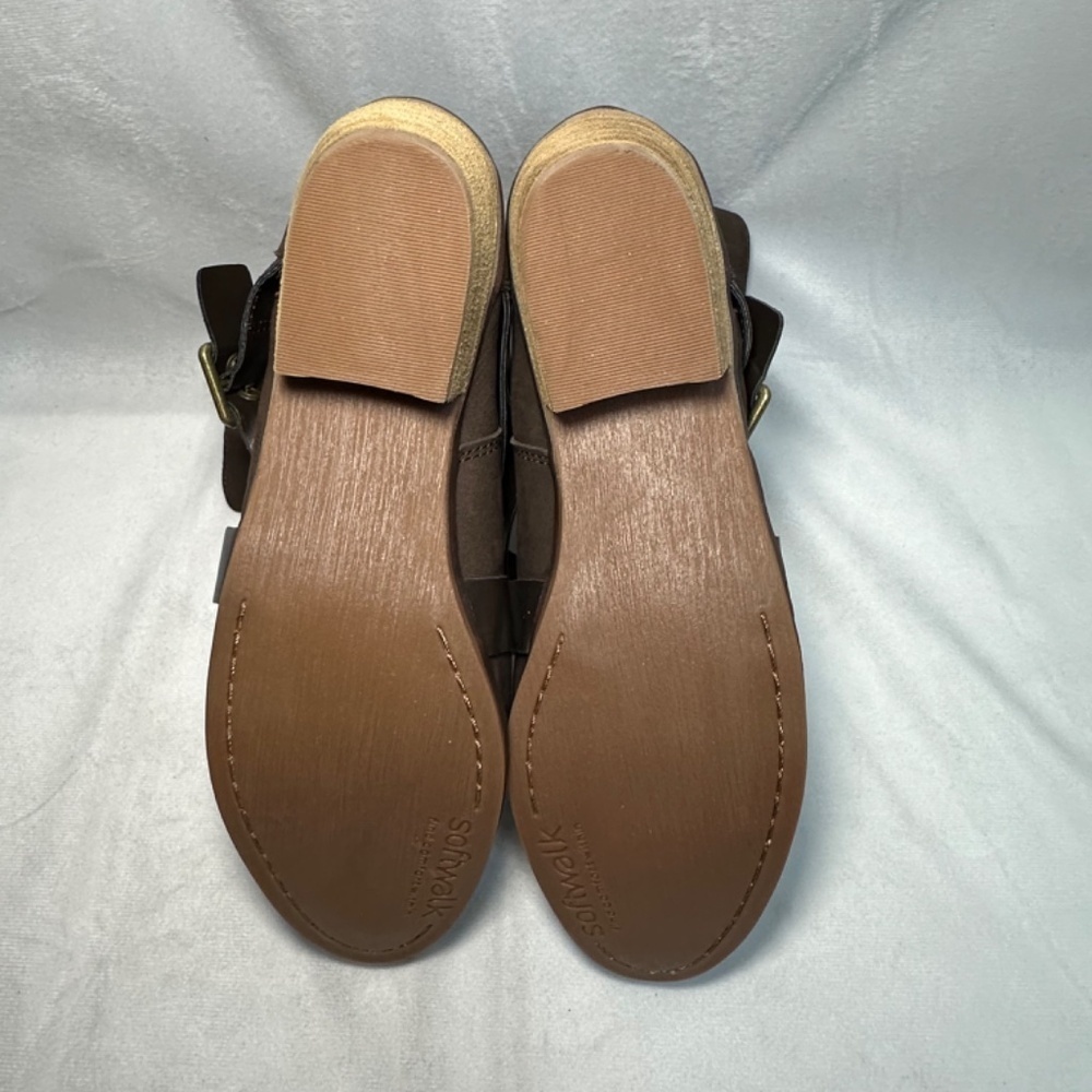 New Softwalk Rayne Brown Soft Leather Pull On Mid Buckle Bootie - Picture 5 of 5